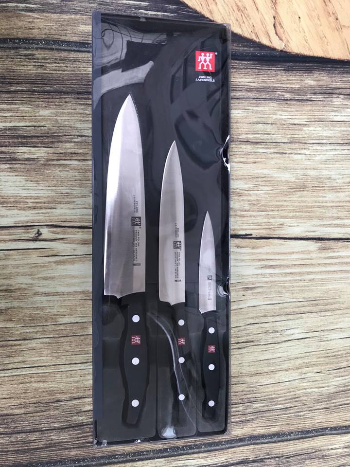 Zwilling Twin Pollux Set 5 Coltelli Con Forbici Multiuso - Acciaio Inossidabile, Impugnatura Classica A 3 Rivetti - Nero