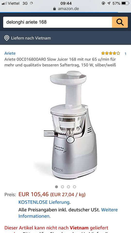 MÁY ÉP CHẬM ARIETE 00C016800AR0 5 MÁY ÉP CHẬM ARIETE 00C016800AR0
