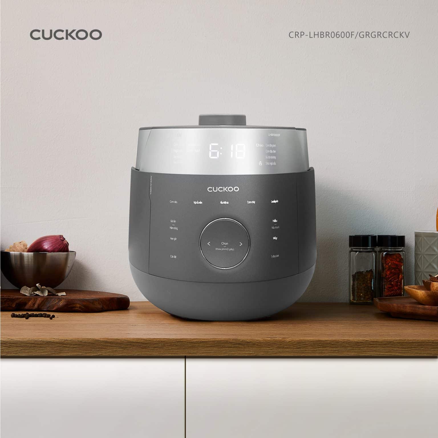 Nồi cơm điện cao tần áp suất kép Cuckoo CRP-LHBR0600F 1.08L (Xám)