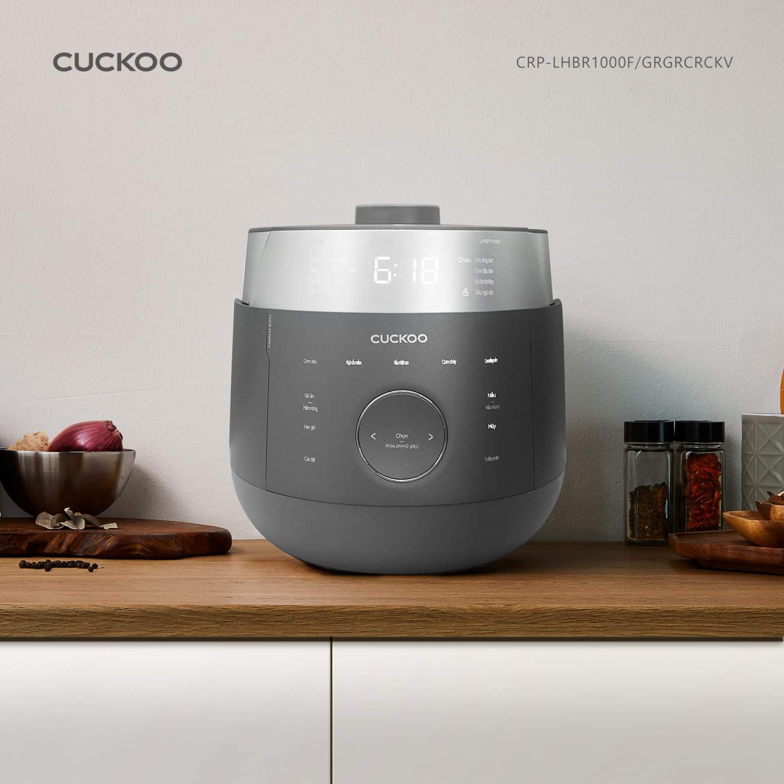 Nồi Cơm Điện Cao Tần Áp Suất Cuckoo CRP-LHBR1000F/GRGRCRCKV -1.8L, Phiên bản Tiếng Việt