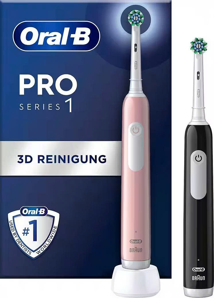 SET 2 BÀN CHẢI ĐÁNH RĂNG ORAL B PRO SERIES 1 MÀU ĐEN HỒNG