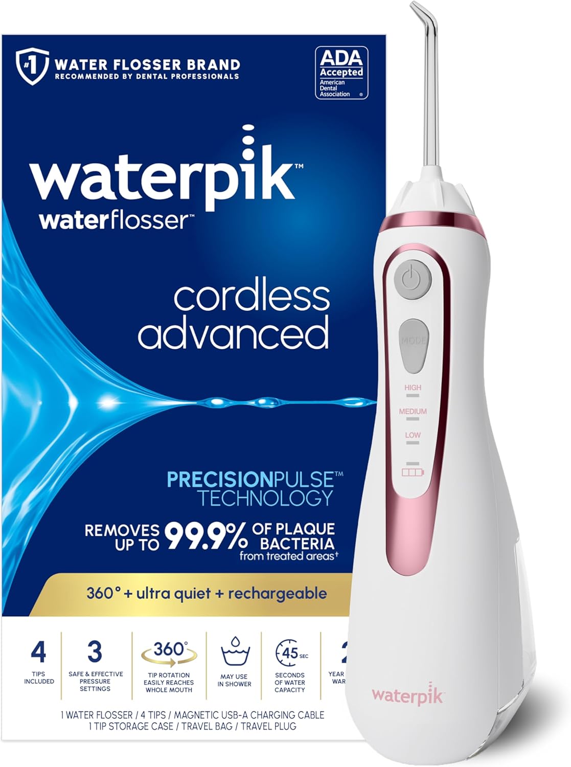 Máy tăm nước Waterpik Cordless Advanced 2.0 WP-589 (Bản Mỹ)