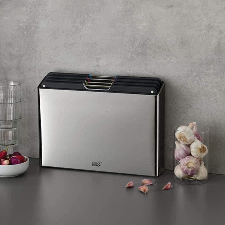 Bộ 4 Thớt Joseph Joseph Folio Steel Màu Bạc