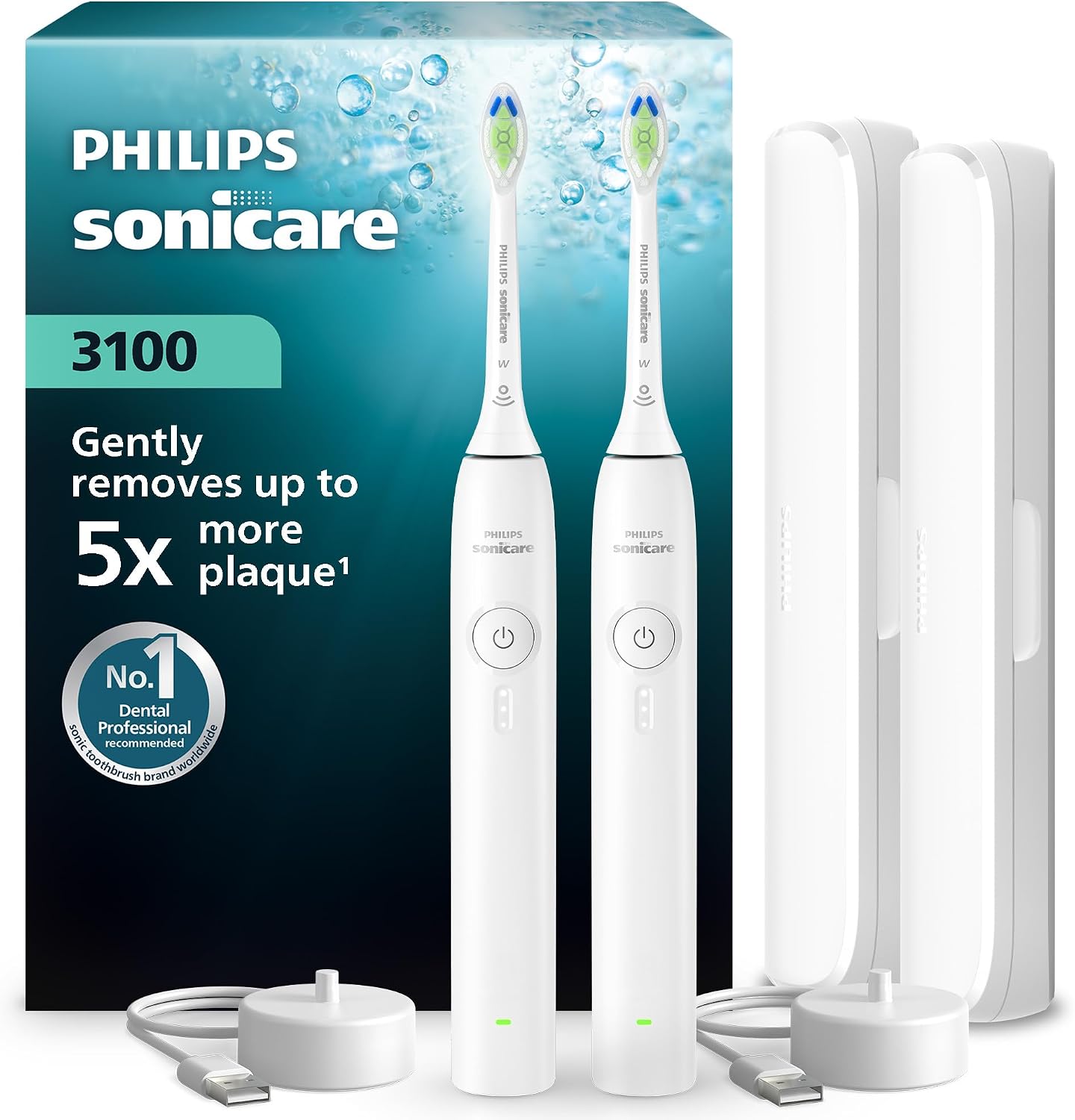 SET 2 BÀN CHẢI ĐIỆN PHILIPS SONICARE HX4072/41 MÀY TRẮNG