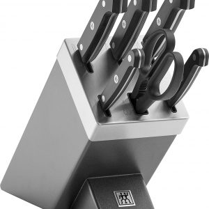 BỘ DAO ZWILLING GOURMET TỰ MÀI SET 7 - ĐỐC CẮM DAO MÀU XÁM