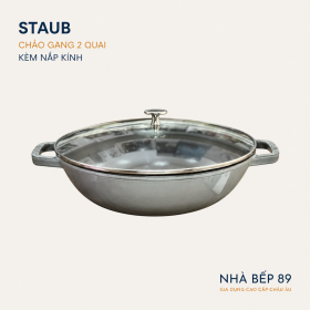 CHẢO GANG STAUB SÂU LÒNG 30CM MÀU XÁM NẮP KÍNH