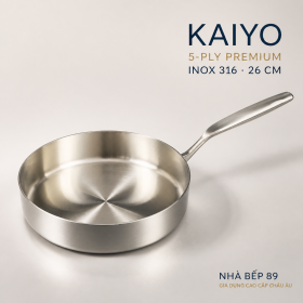 CHẢO INOX 316 LIỀN KHỐI 5-PLY PREMIUM KAIYO 26CM