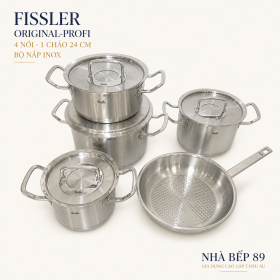 Bộ nồi Fissler Profi 4 nồi 1 chảo nắp inox