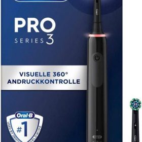 BÀN CHẢI ĐÁNH RĂNG ORAL B PRO SERIES 3 MÀU ĐEN KÈM 2 ĐẦU BÀN CHẢI