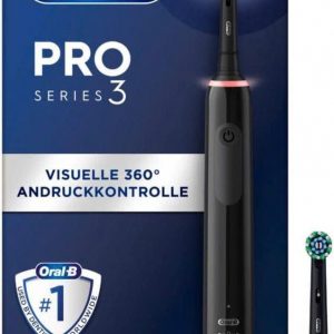 BÀN CHẢI ĐÁNH RĂNG ORAL B PRO SERIES 3 MÀU ĐEN KÈM 2 ĐẦU BÀN CHẢI