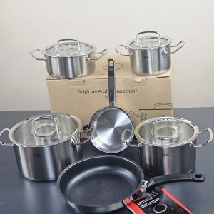 Bộ nồi Fissler profi 4 nồi 1 quánh 1 chảo chống dính nắp kính